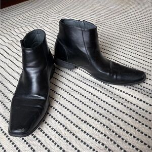 Calvin Klein Black Leather Men's Ankle Boots